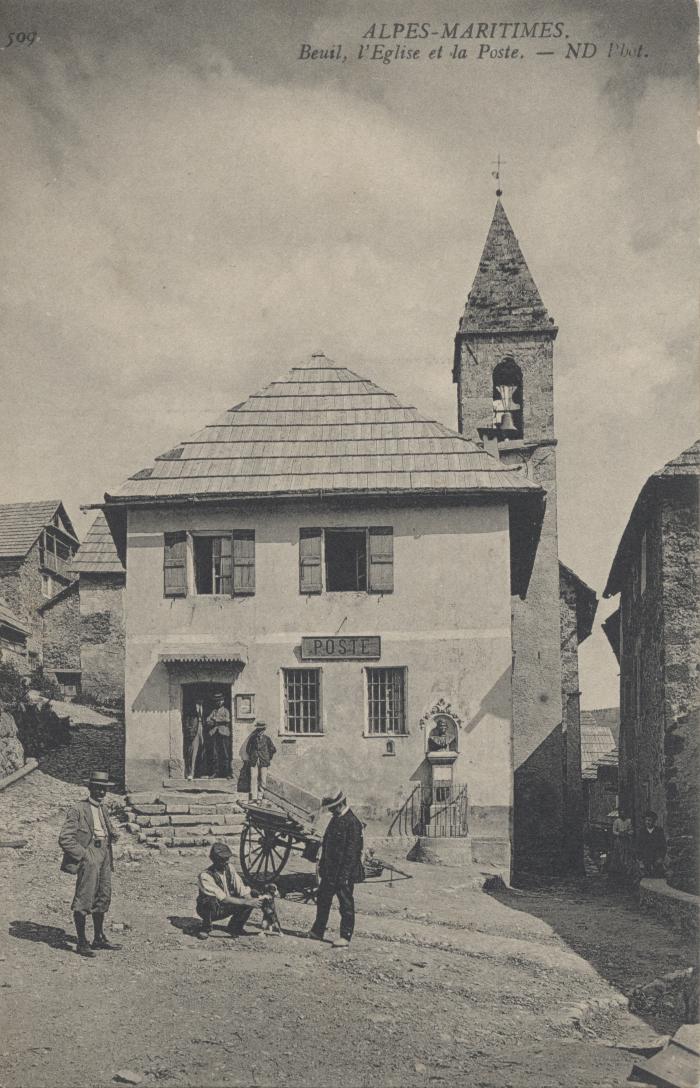 509 - ALPES-MARITIMES - Beuil - l'église et la poste.