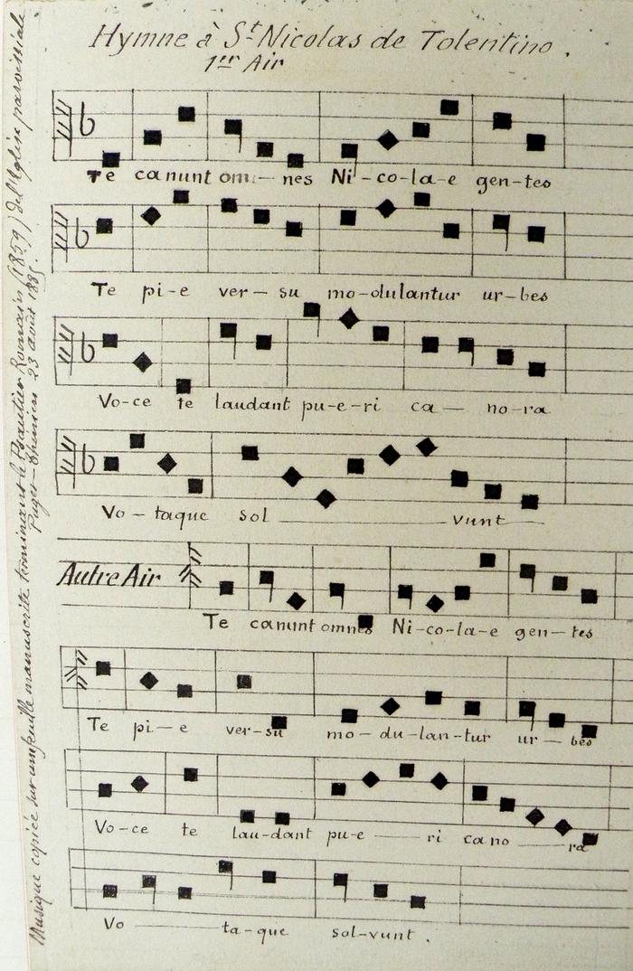 Hymne à Saint-Nicolas. Fonds Barety, Alexandre. Bibliothèque de Cessole (PR18).