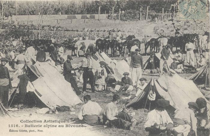 1556. -Collection Artistique - Batterie alpine au bivouac