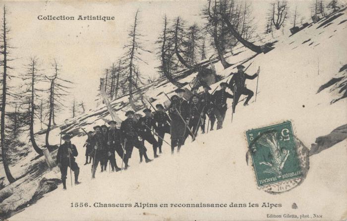 556. - Chasseurs Alpins en reconnaissance dans les Alpes